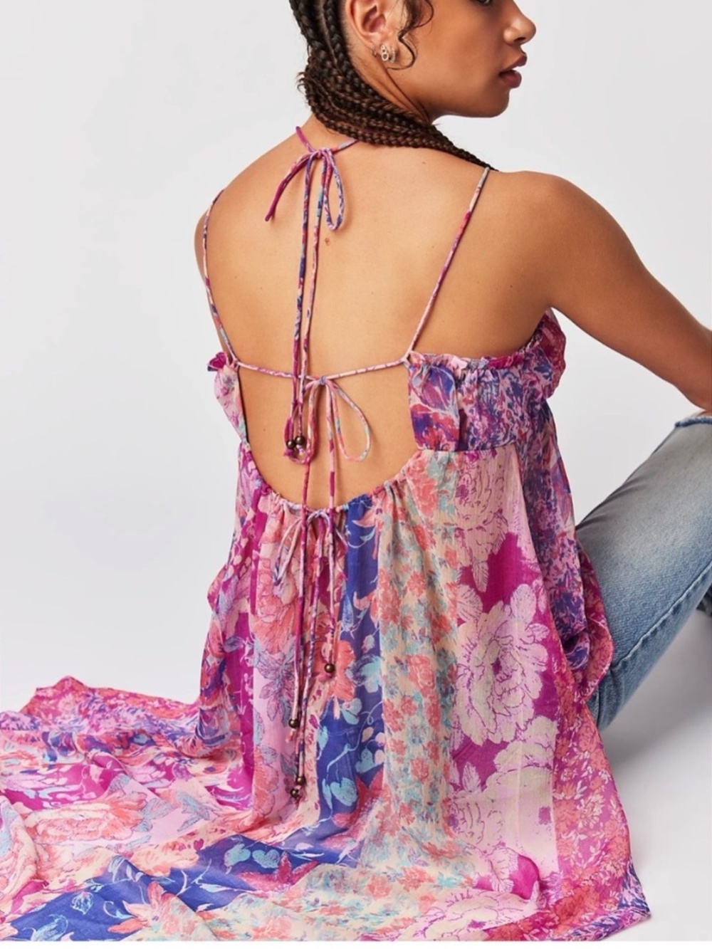 Free People All The Pretty Things Floral Tunic Dress XS Babydoll Feminine Boho